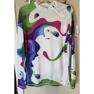 Platinum Sun Rash Guard Women's XXL Swim Shirt UPF 50+ Long Slv Colorful Surfer